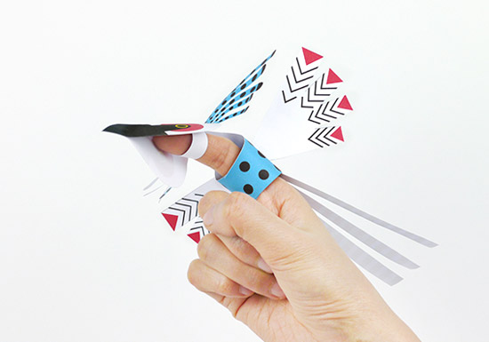детские поделки птица из бумаги на палец