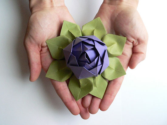 Цветок лотос оригами 